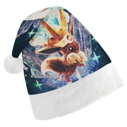Christmas Hat,Christmas Santa Hat,Holiday Hat for Xmas Party Supplies,Pokemon Eevee Winter Head Wear for Kid Child Boys Girls